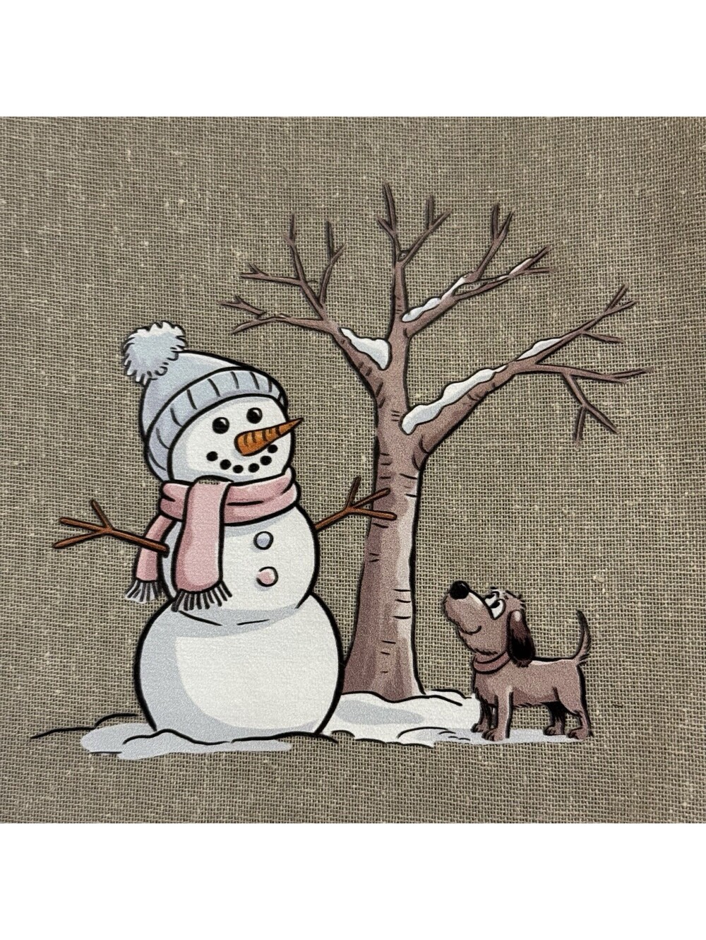Snowman Love Dish Towel Holiday Christmas Dog Snow Handmade